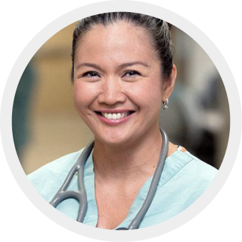 A nurse practitioner with a young patient